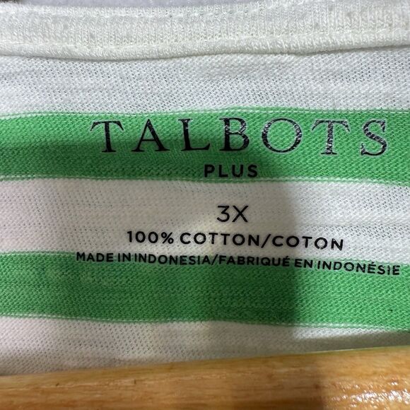 Talbots Green and White Striped Tee - Picture 3 of 5